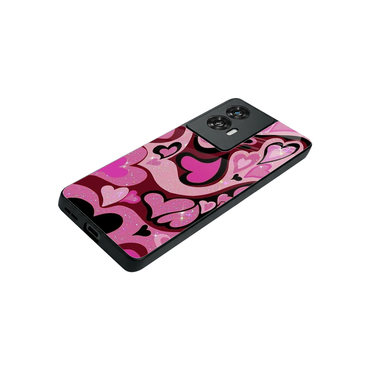 Y2K Magenta Meltdown Hearts stylish phone case for motorola edge 50 fusion | glossy glass and slim fit