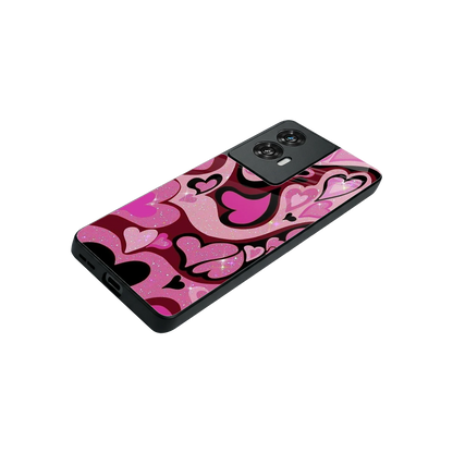 Y2K Magenta Meltdown Hearts stylish phone case for motorola edge 50 fusion | glossy glass and slim fit