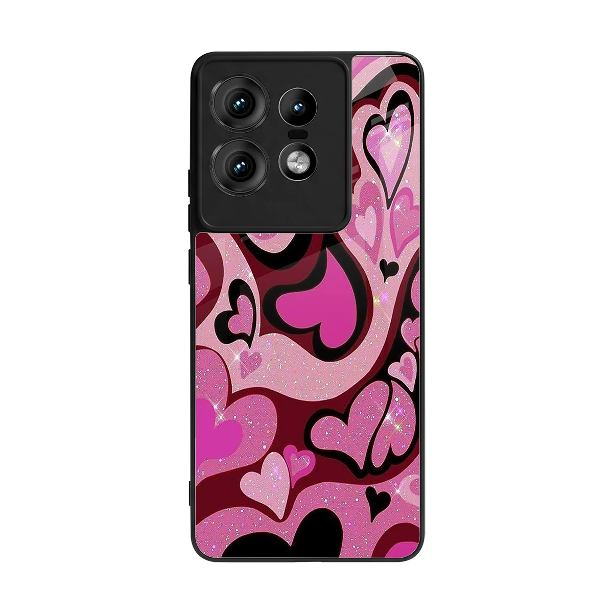 Y2K Magenta Meltdown Hearts back phone cover | glass case for motorola edge 50 pro