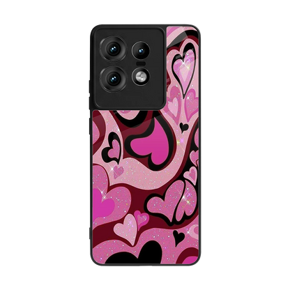 Y2K Magenta Meltdown Hearts back phone cover | glass case for motorola edge 50 pro