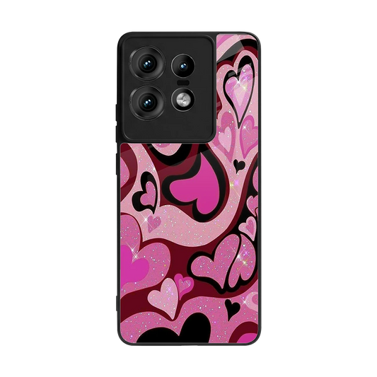 Y2K Magenta Meltdown Hearts back phone cover | glass case for motorola edge 50 pro