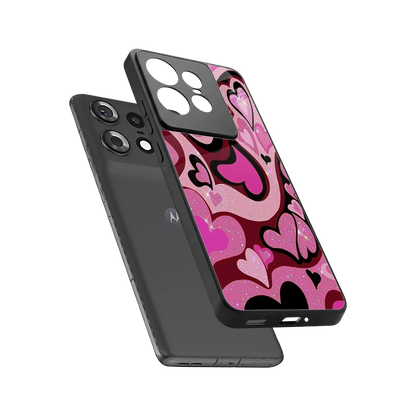 Y2K Magenta Meltdown Hearts sleek motorola edge 50 pro cover with tempered glass back and TPU edges