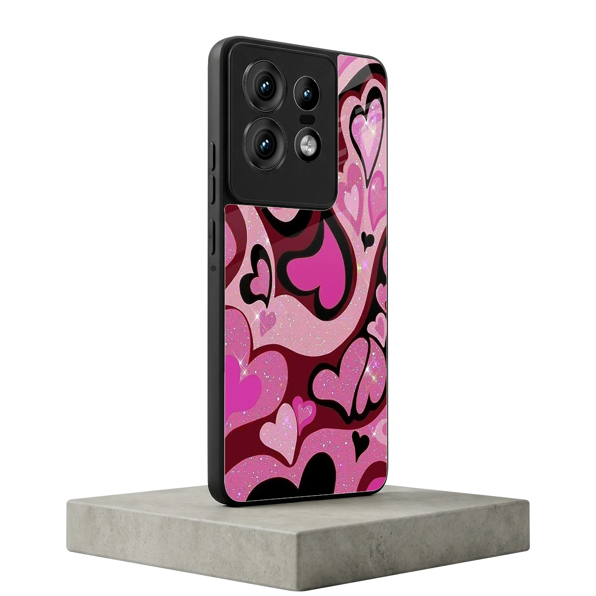 Y2K Magenta Meltdown Hearts motorola edge 50 pro mobile cover | shockproof glass phone case