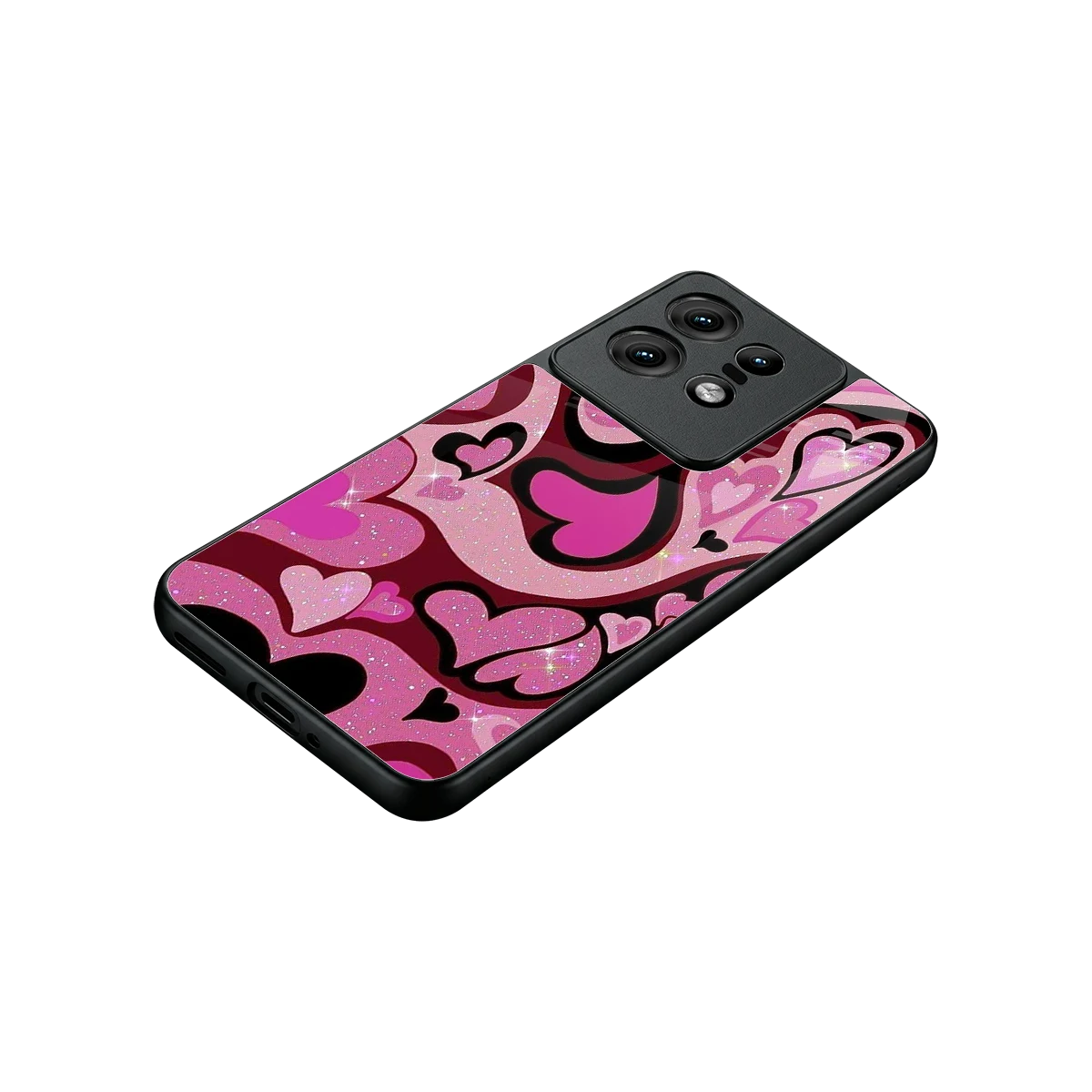 Y2K Magenta Meltdown Hearts stylish phone case for motorola edge 50 pro | glossy glass and slim fit