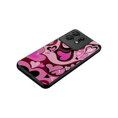 Y2K Magenta Meltdown Hearts stylish phone case for motorola edge 50 pro | glossy glass and slim fit