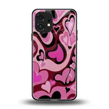 Y2K Magenta Meltdown Hearts back phone cover | glass case for nothing phone 1