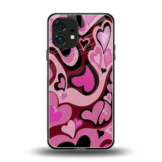 Y2K Magenta Meltdown Hearts back phone cover | glass case for nothing phone 1