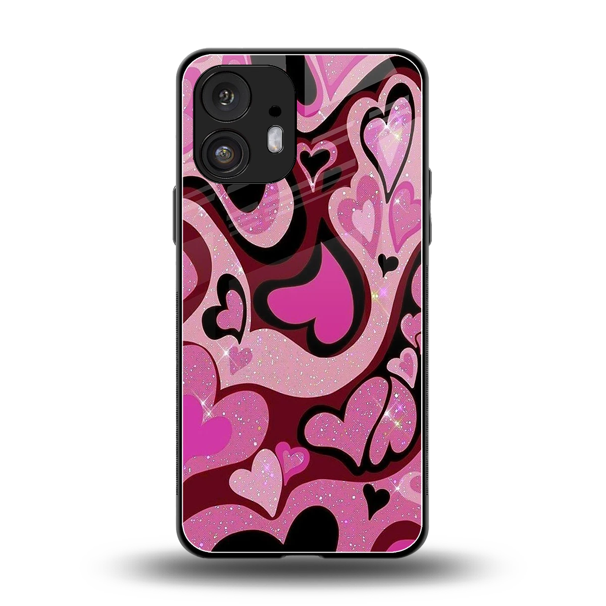 Y2K Magenta Meltdown Hearts back phone cover | glass case for nothing phone 2