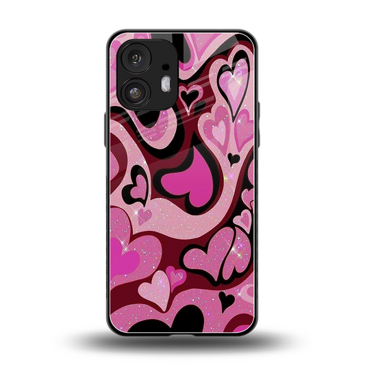 Y2K Magenta Meltdown Hearts back phone cover | glass case for nothing phone 2