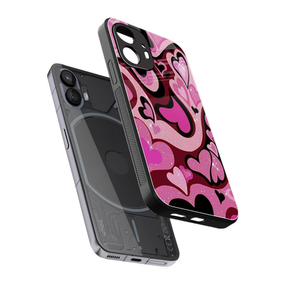Y2K Magenta Meltdown Hearts sleek nothing phone 2 cover with tempered glass back and TPU edges