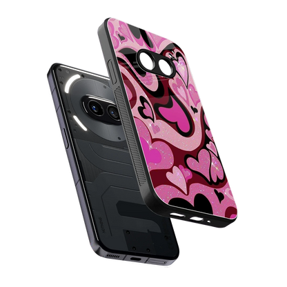 Y2K Magenta Meltdown Hearts sleek nothing phone 2a plus cover with tempered glass back and TPU edges
