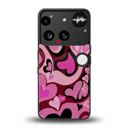 Y2K Magenta Meltdown Hearts back phone cover | glass case for nothing phone 3