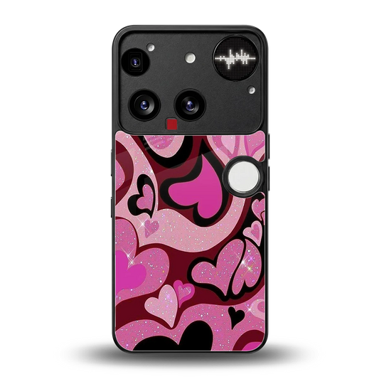 Y2K Magenta Meltdown Hearts back phone cover | glass case for nothing phone 3