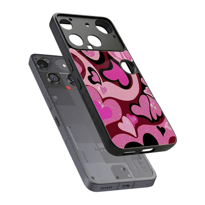 Y2K Magenta Meltdown Hearts sleek nothing phone 3 cover with tempered glass back and TPU edges