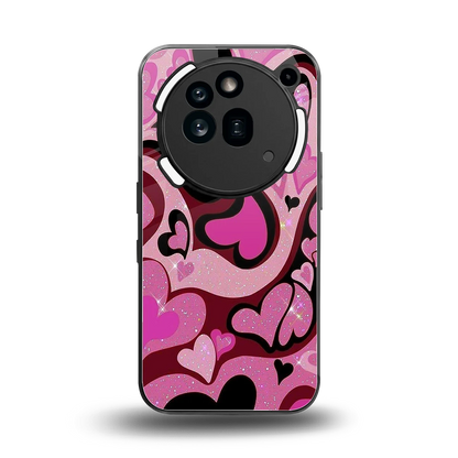 Y2K Magenta Meltdown Hearts back phone cover | glass case for nothing phone 3a pro