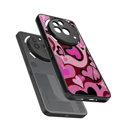 Y2K Magenta Meltdown Hearts sleek nothing phone 3a pro cover with tempered glass back and TPU edges