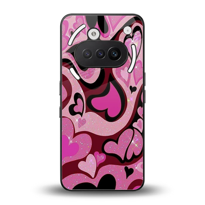 Y2K Magenta Meltdown Hearts back phone cover | glass case for nothing phone 3a