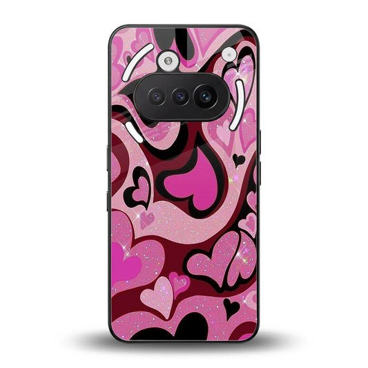 Y2K Magenta Meltdown Hearts back phone cover | glass case for nothing phone 3a