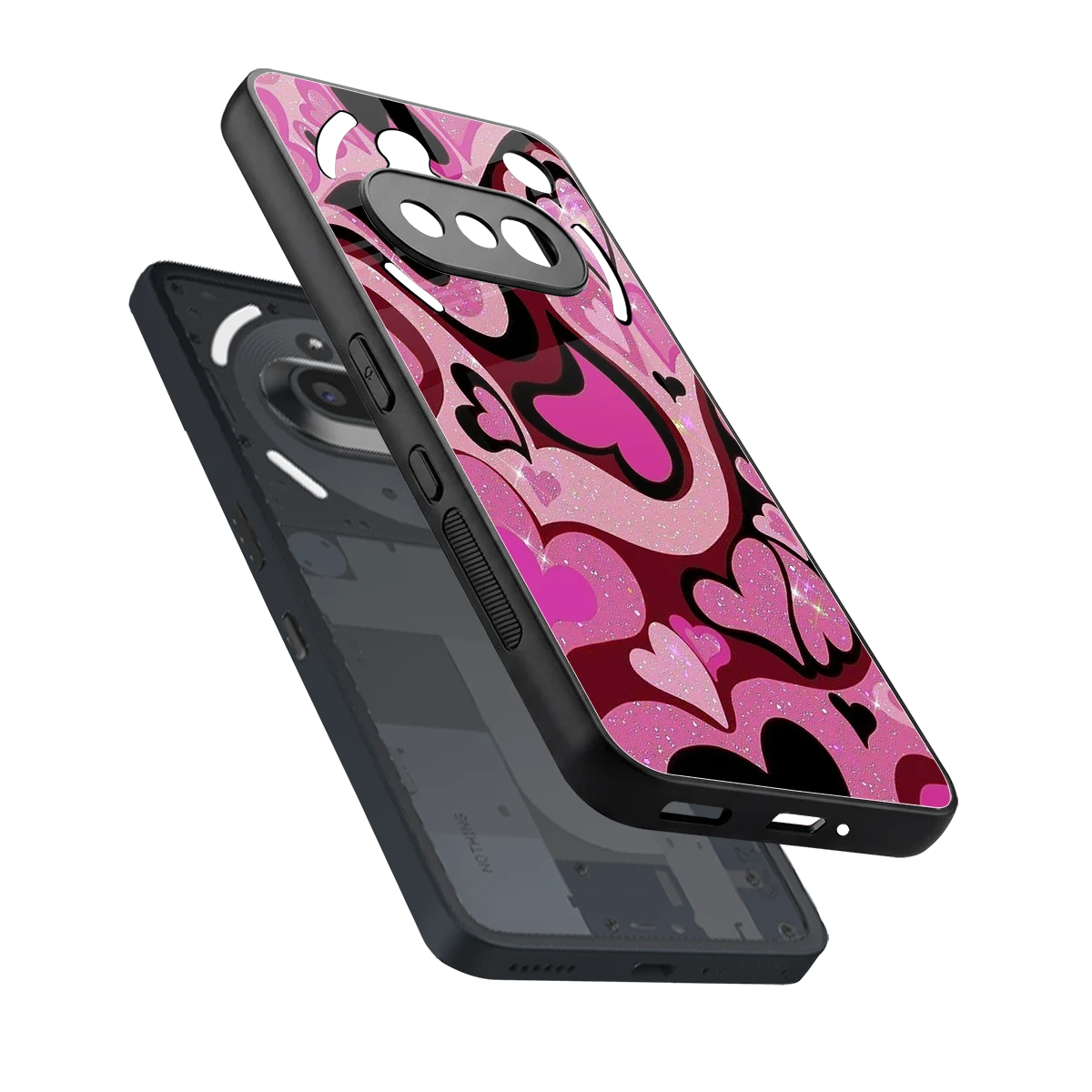 Y2K Magenta Meltdown Hearts sleek nothing phone 3a cover with tempered glass back and TPU edges