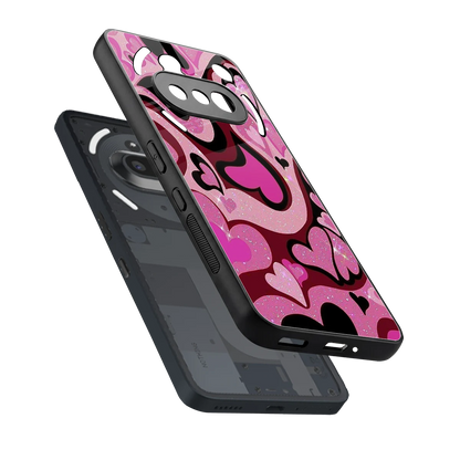 Y2K Magenta Meltdown Hearts sleek nothing phone 3a cover with tempered glass back and TPU edges