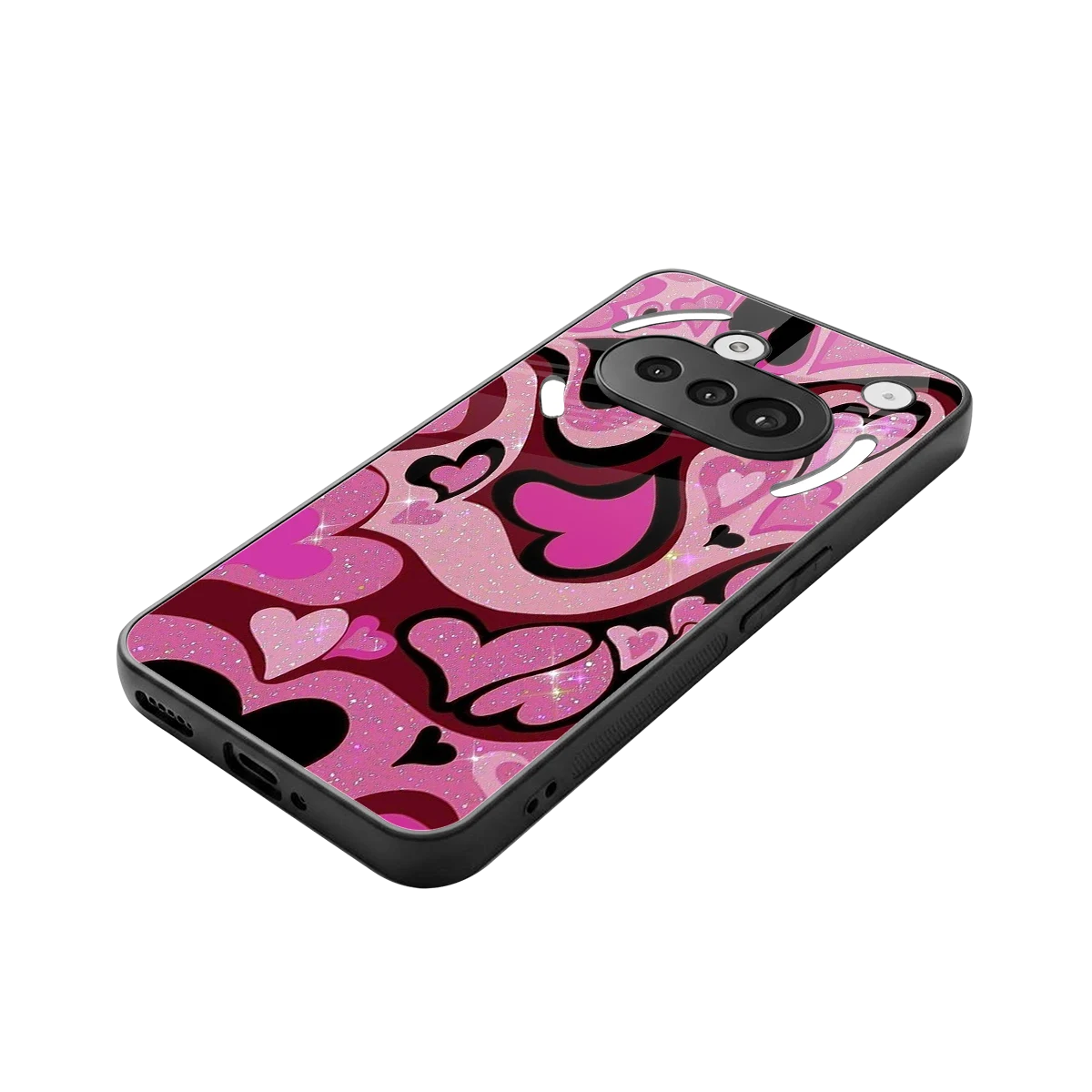 Y2K Magenta Meltdown Hearts stylish phone case for nothing phone 3a | glossy glass and slim fit