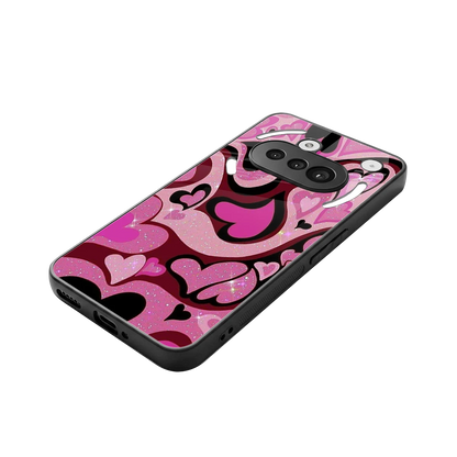 Y2K Magenta Meltdown Hearts stylish phone case for nothing phone 3a | glossy glass and slim fit