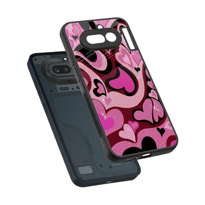 Y2K Magenta Meltdown Hearts sleek nothing phone 4a cover with tempered glass back and TPU edges