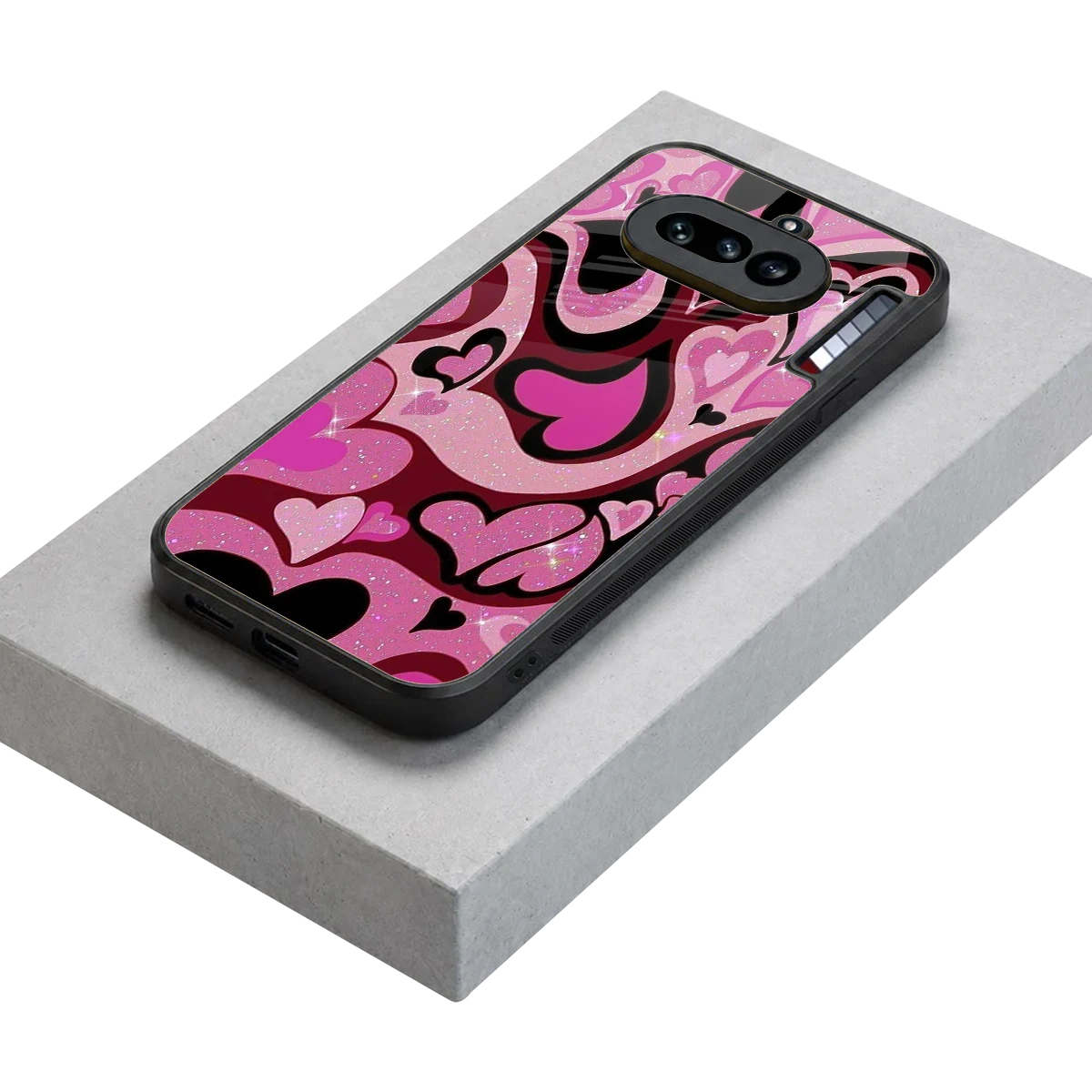 Y2K Magenta Meltdown Hearts stylish phone case for nothing phone 4a | glossy glass and slim fit