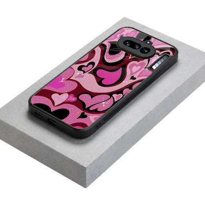 Y2K Magenta Meltdown Hearts stylish phone case for nothing phone 4a | glossy glass and slim fit