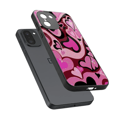 Y2K Magenta Meltdown Hearts sleek oneplus 15r cover with tempered glass back and TPU edges