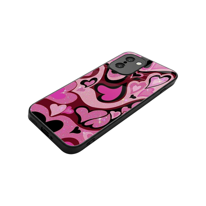 Y2K Magenta Meltdown Hearts stylish phone case for oneplus 15r | glossy glass and slim fit