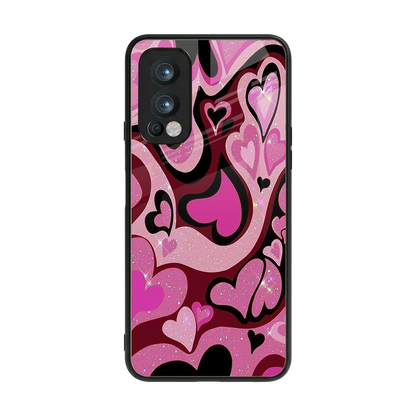 Y2K Magenta Meltdown Hearts back phone cover | glass case for oneplus nord 2