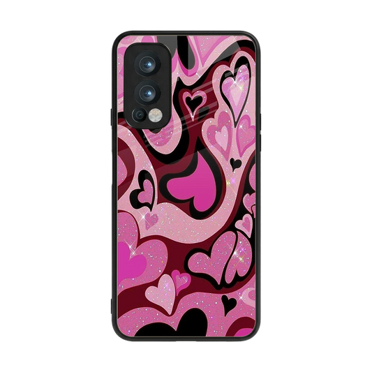 Y2K Magenta Meltdown Hearts back phone cover | glass case for oneplus nord 2