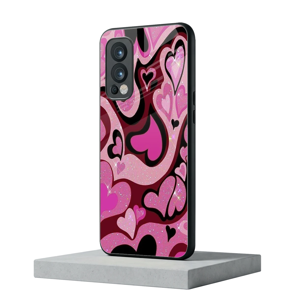 Y2K Magenta Meltdown Hearts oneplus nord 2 mobile cover | shockproof glass phone case