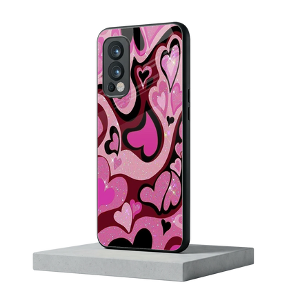 Y2K Magenta Meltdown Hearts oneplus nord 2 mobile cover | shockproof glass phone case