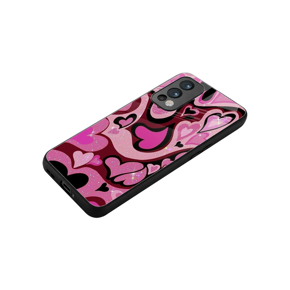 Y2K Magenta Meltdown Hearts stylish phone case for oneplus nord 2 | glossy glass and slim fit