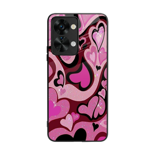 Y2K Magenta Meltdown Hearts back phone cover | glass case for oneplus nord 2t