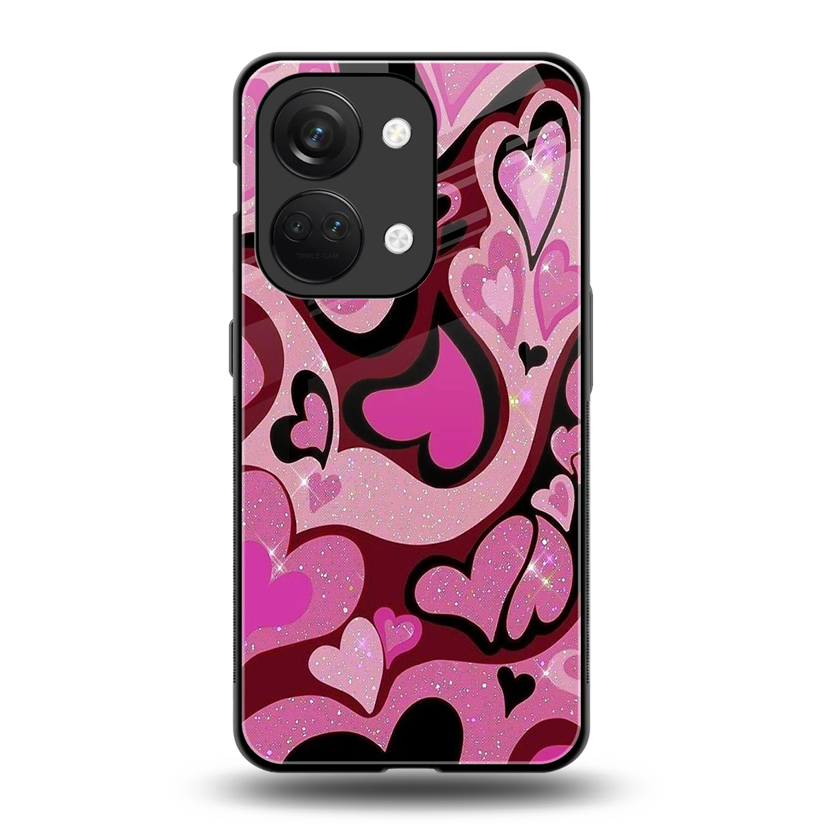 Y2K Magenta Meltdown Hearts back phone cover | glass case for oneplus nord 3