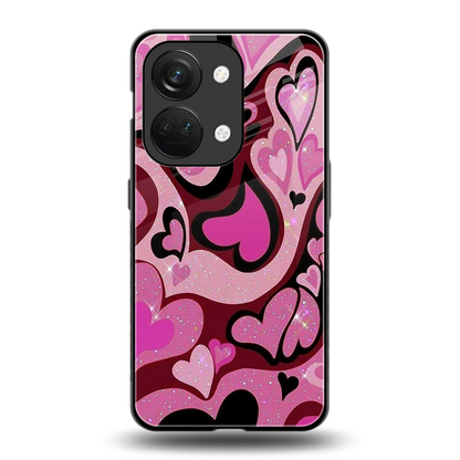 Y2K Magenta Meltdown Hearts back phone cover | glass case for oneplus nord 3