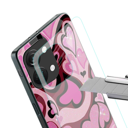 Y2K Magenta Meltdown Hearts stylish phone case for oneplus nord 3 | glossy glass and slim fit