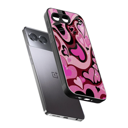 Y2K Magenta Meltdown Hearts sleek oneplus nord 4 cover with tempered glass back and TPU edges