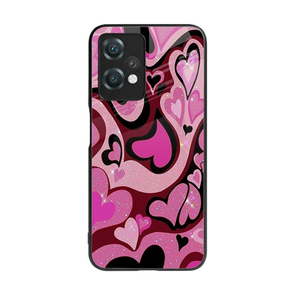 Y2K Magenta Meltdown Hearts back phone cover | glass case for oneplus nord ce 2 lite