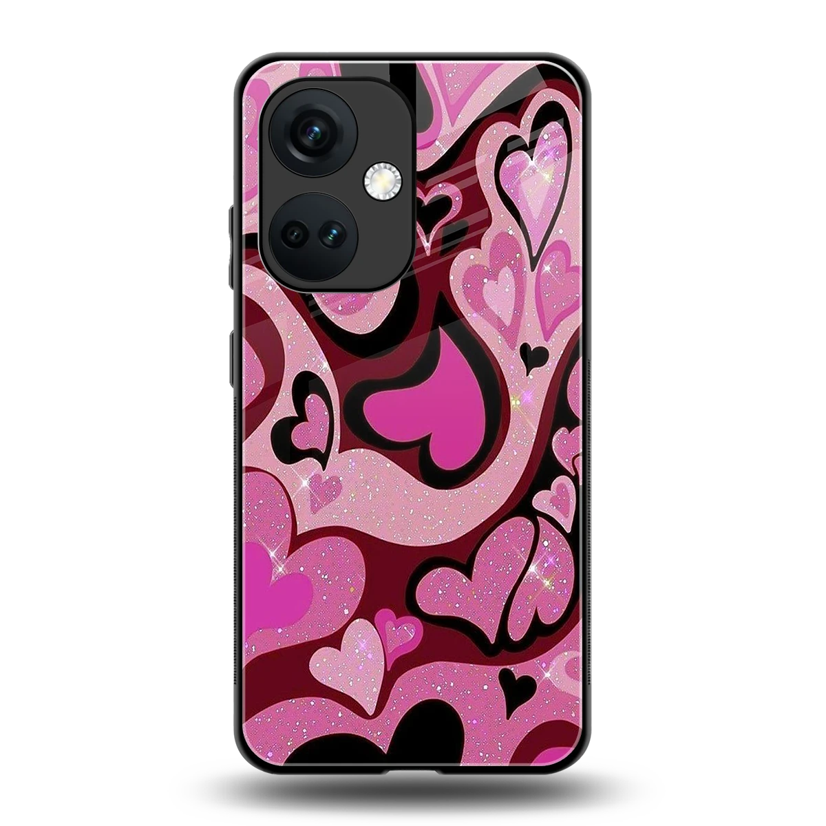 Y2K Magenta Meltdown Hearts back phone cover | glass case for oneplus nord ce 3