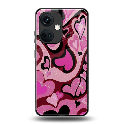 Y2K Magenta Meltdown Hearts back phone cover | glass case for oneplus nord ce 3