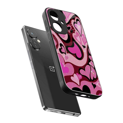 Y2K Magenta Meltdown Hearts sleek oneplus nord ce 3 cover with tempered glass back and TPU edges