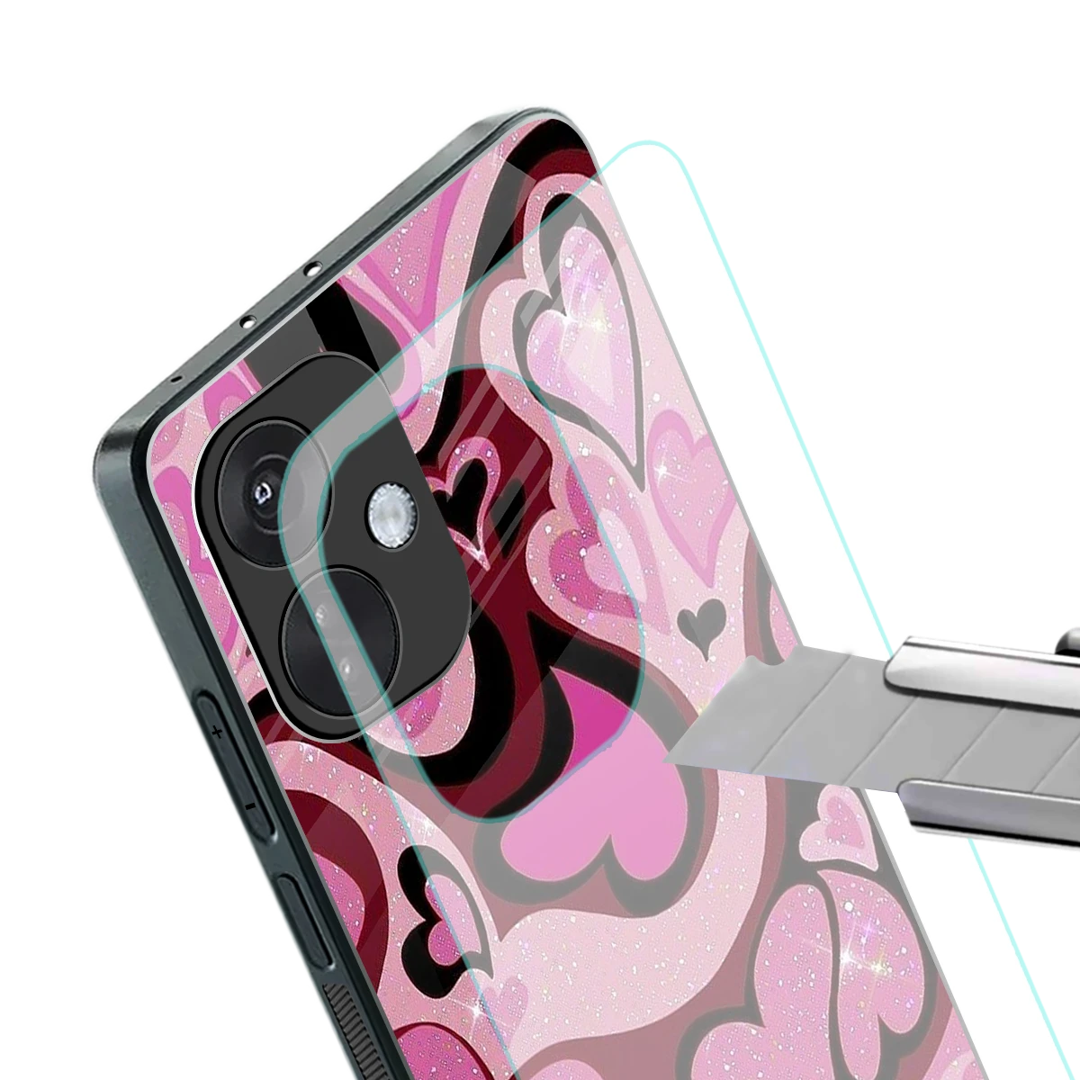 Y2K Magenta Meltdown Hearts stylish phone case for oneplus nord ce 3 | glossy glass and slim fit