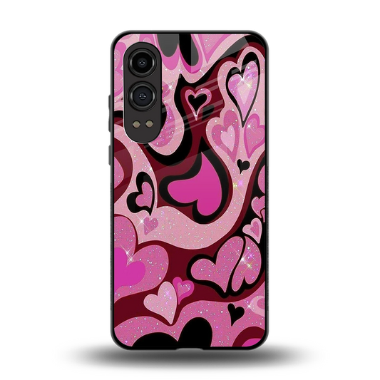 Y2K Magenta Meltdown Hearts back phone cover | glass case for oneplus nord ce 4 lite