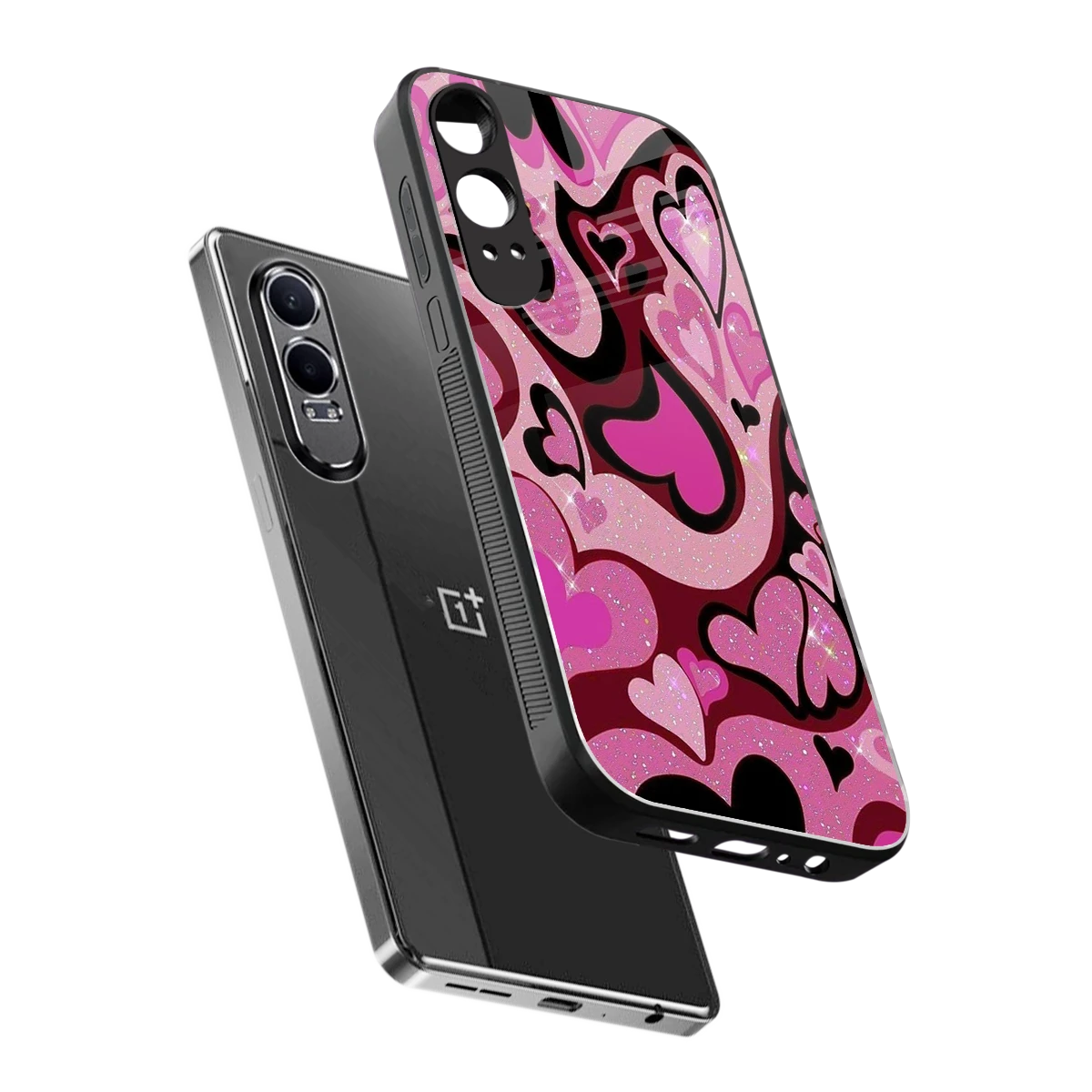 Y2K Magenta Meltdown Hearts sleek oneplus nord ce 4 lite cover with tempered glass back and TPU edges