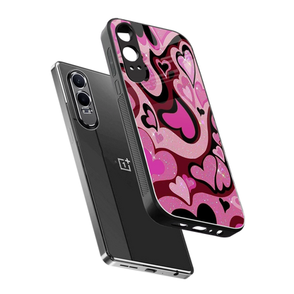 Y2K Magenta Meltdown Hearts sleek oneplus nord ce 4 lite cover with tempered glass back and TPU edges