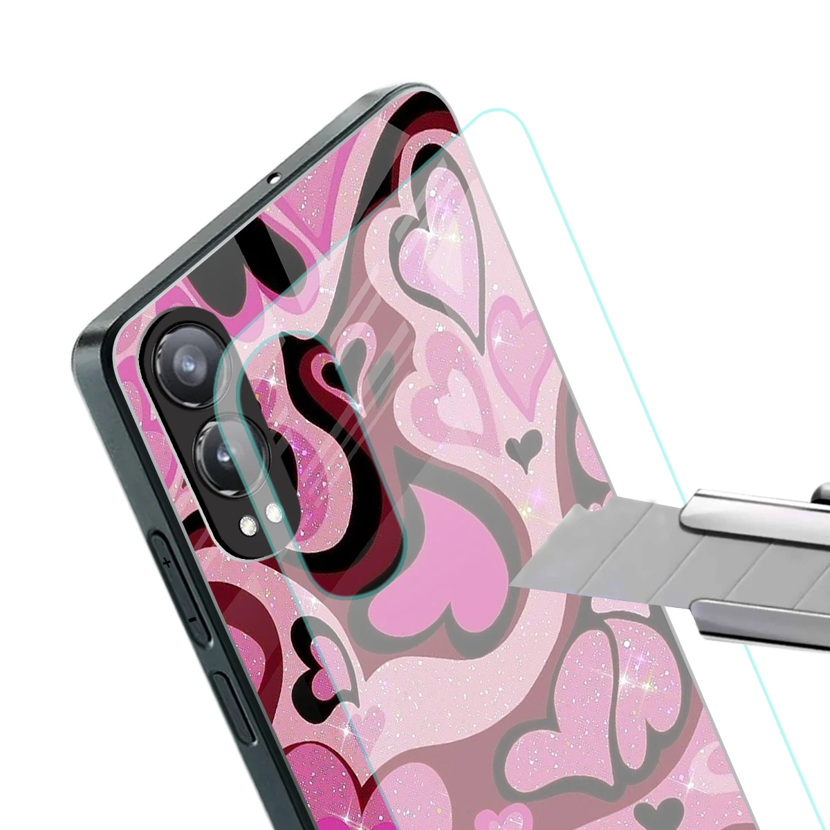 Y2K Magenta Meltdown Hearts stylish phone case for oneplus nord ce 4 lite | glossy glass and slim fit